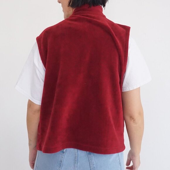 Vintage Classic Editions Maroon Fleece Dog Walker Zip Up Sweater Vest S - Picture 3 of 9
